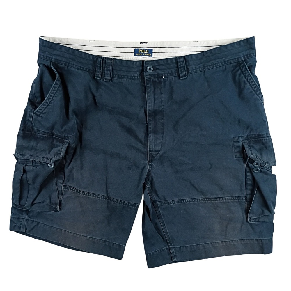 Polo Ralph‎ Lauren Cargo Shorts Mens 48 Navy Blue Classic Chino Cotton Relaxed